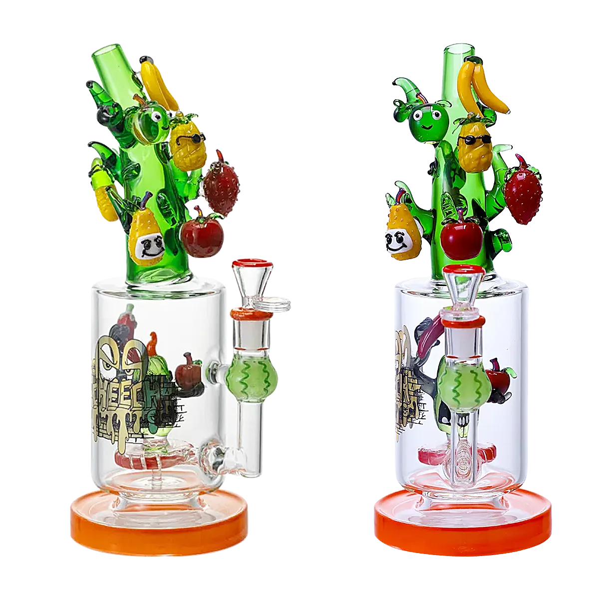 Cheech Giggling Mixed Fruits All Over With Fruits Perc Staright Waterpipe (CHE-406) | 12 inches | Assorted Colors product image
